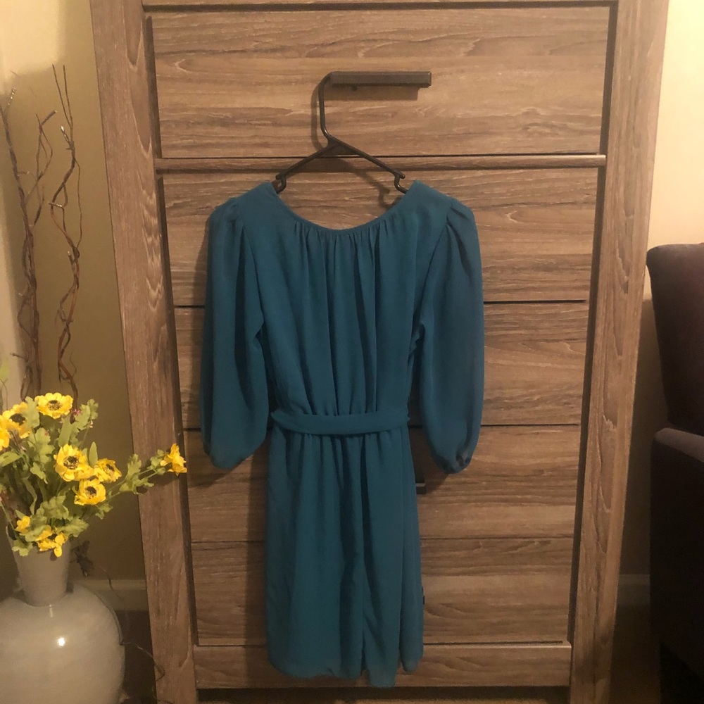 Dark turquoise/ green cute gathered tunic shirt